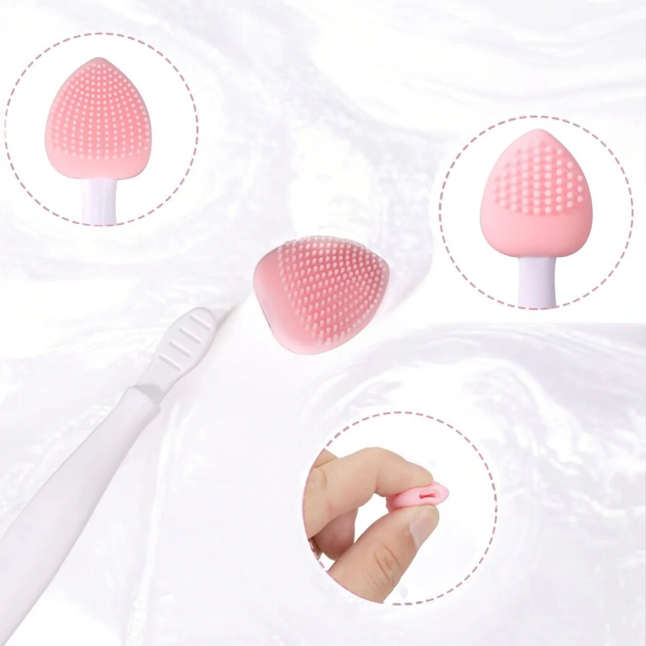 Brosse Nettoyante Visage : DoubleSilkBrush™ - Cœur Rose - My Glowing Face